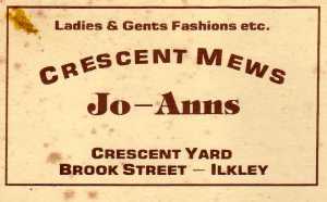 An old trading card for the clothes shop.